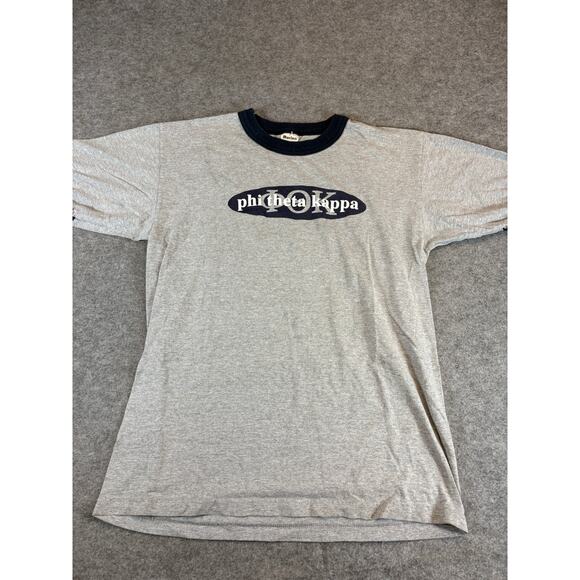 Vintage Phi Theta Kappa Graphic Ringer Tee Mens Large Gray College Streetwear - Picture 1 of 7